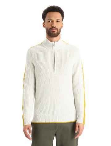 Ecru Heather / Silent Gold Icebreaker Merino Lodge Long Sleeve Half Zip Men's Sweaters | AU 1213NWYB